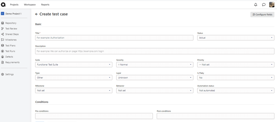 qase software test suit screenshot 