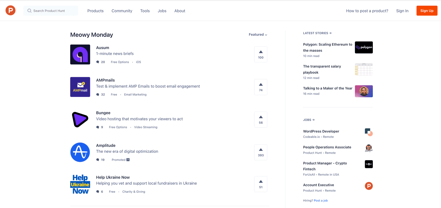 Product Hint home page | Mindbowser