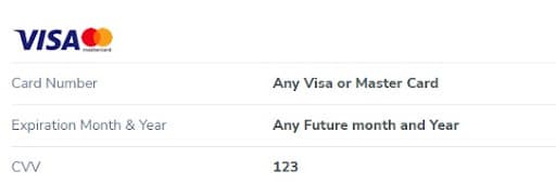 Test Card Details | Mindbowser