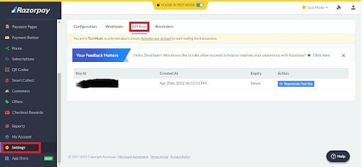 RazorPay Settings | Mindbowser