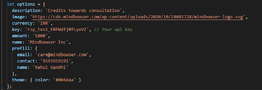 razorpay implementation with react 