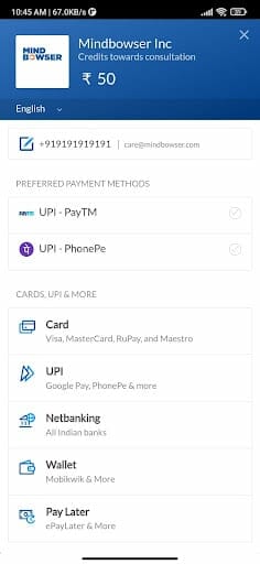 razorpay mobile screenshot