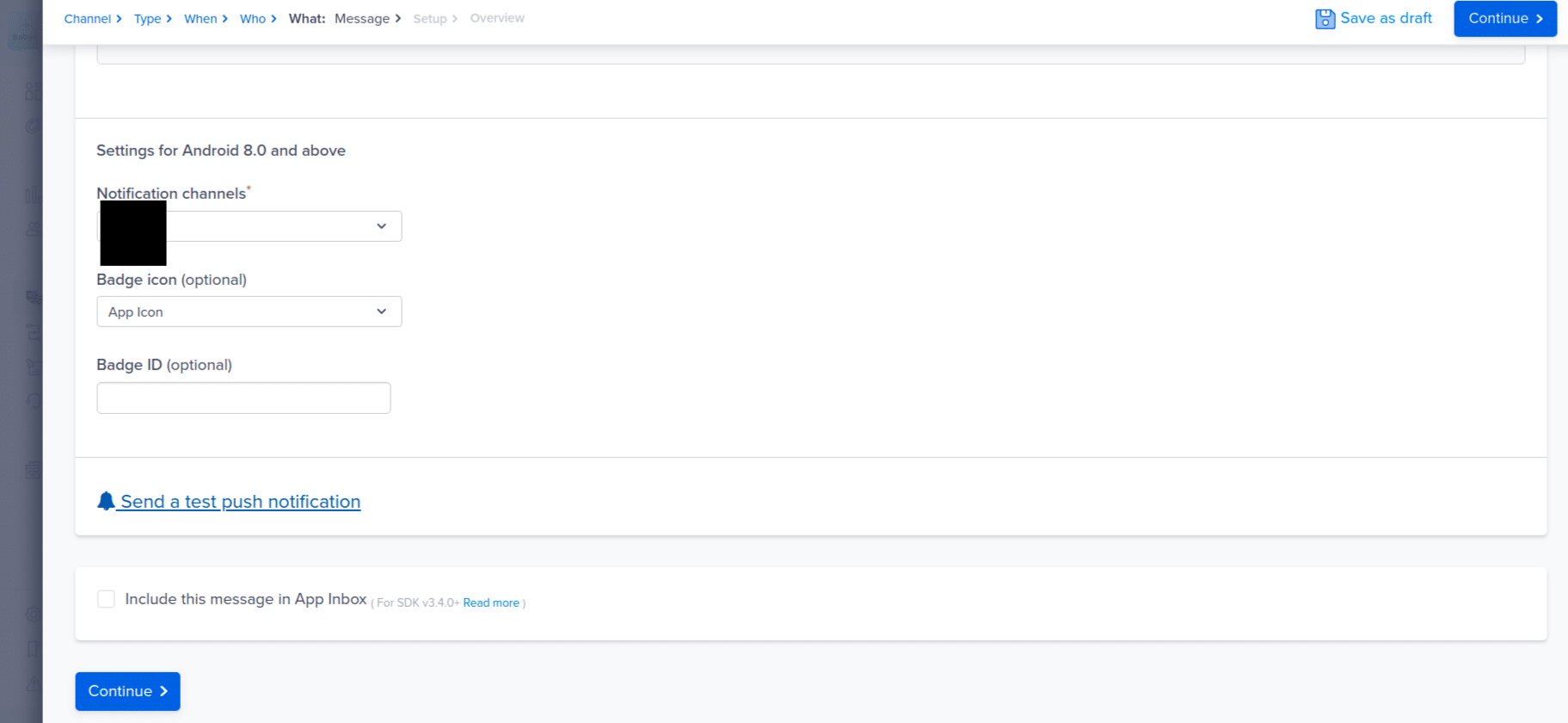 selecting notification channel in clevertap