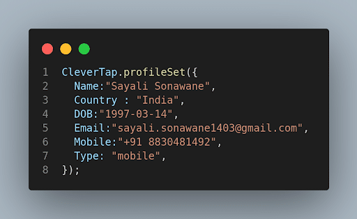 creating clevertap user profile