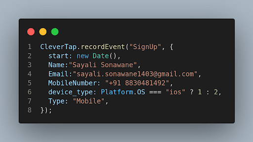 Create User Events In CleverTap
