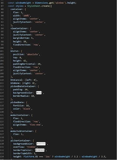  React Native Date Picker: Styles Component