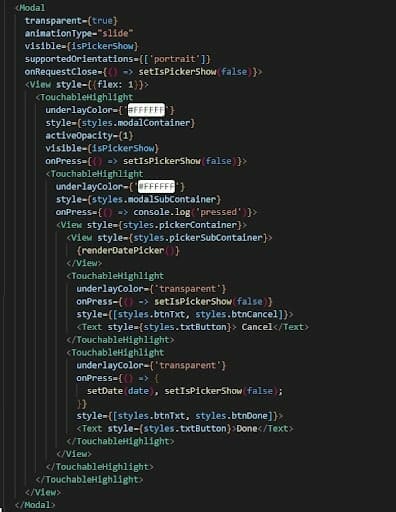 React Native Date Picker: Custom Modal Component