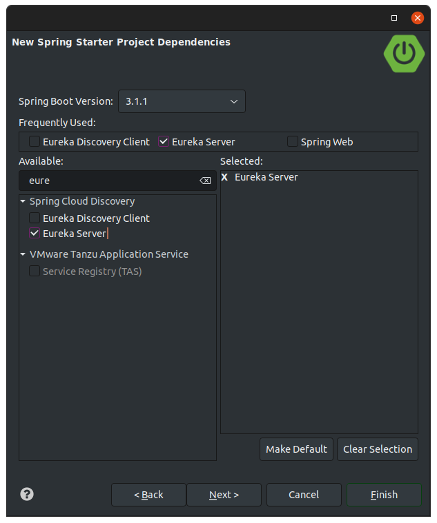 Adding Eureka Server dependencies