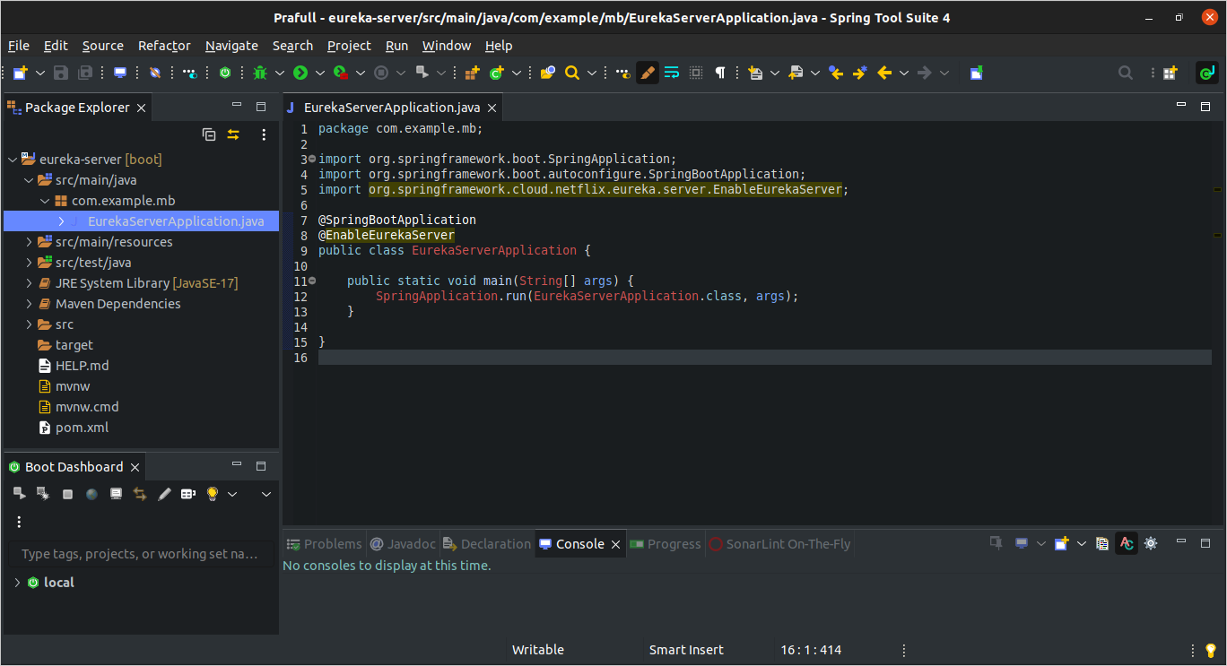 Main Method EurekaServiceApplication.java