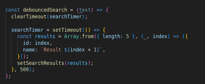 example-search bar with show suggestions