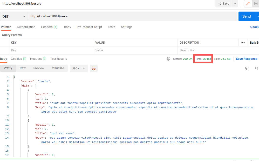Testing After implementing Cache