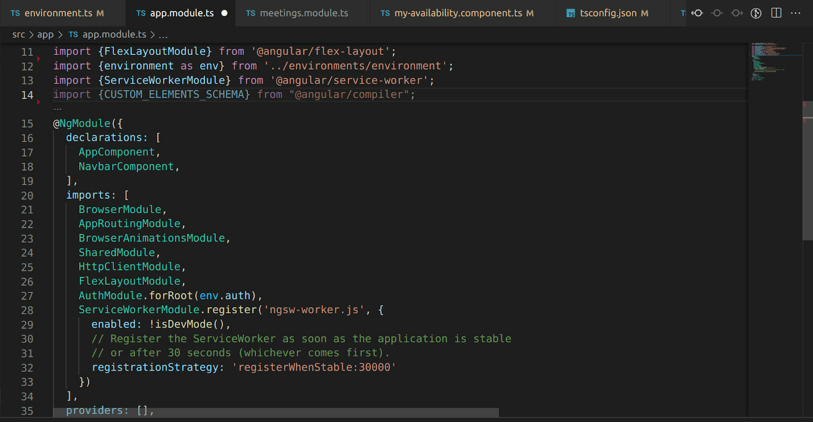 Navigate to app.module.ts file