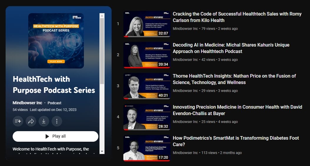 HeatthTech with Purpose Podcast Playlist