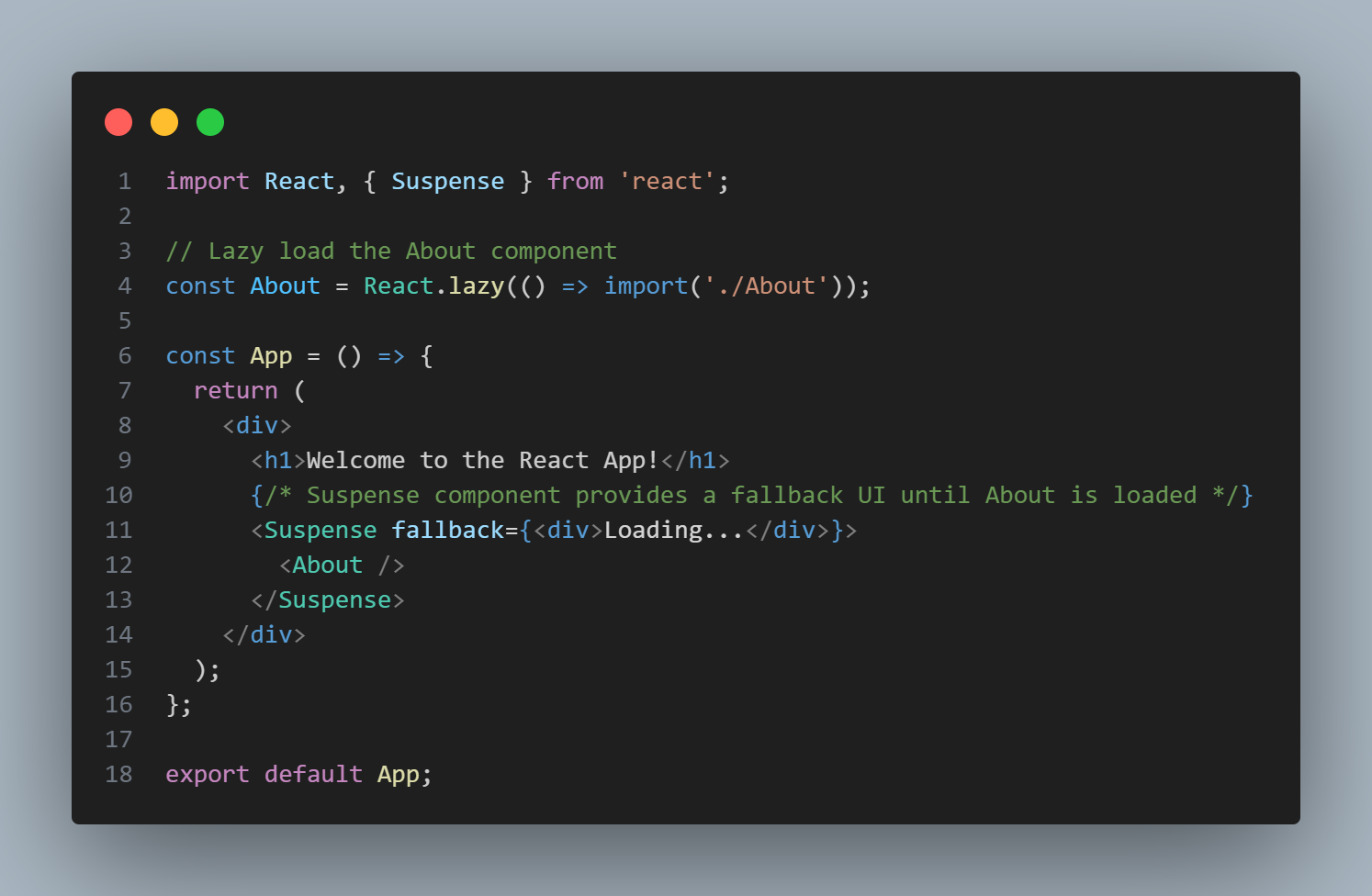 React.lazy and Suspense