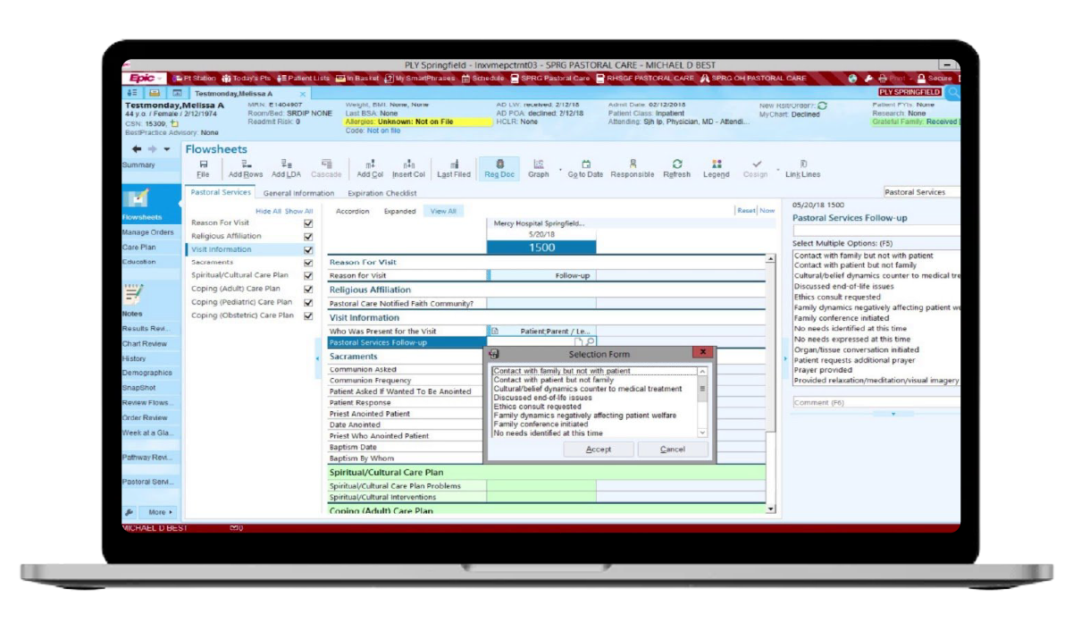 Image of what an EHR looks like