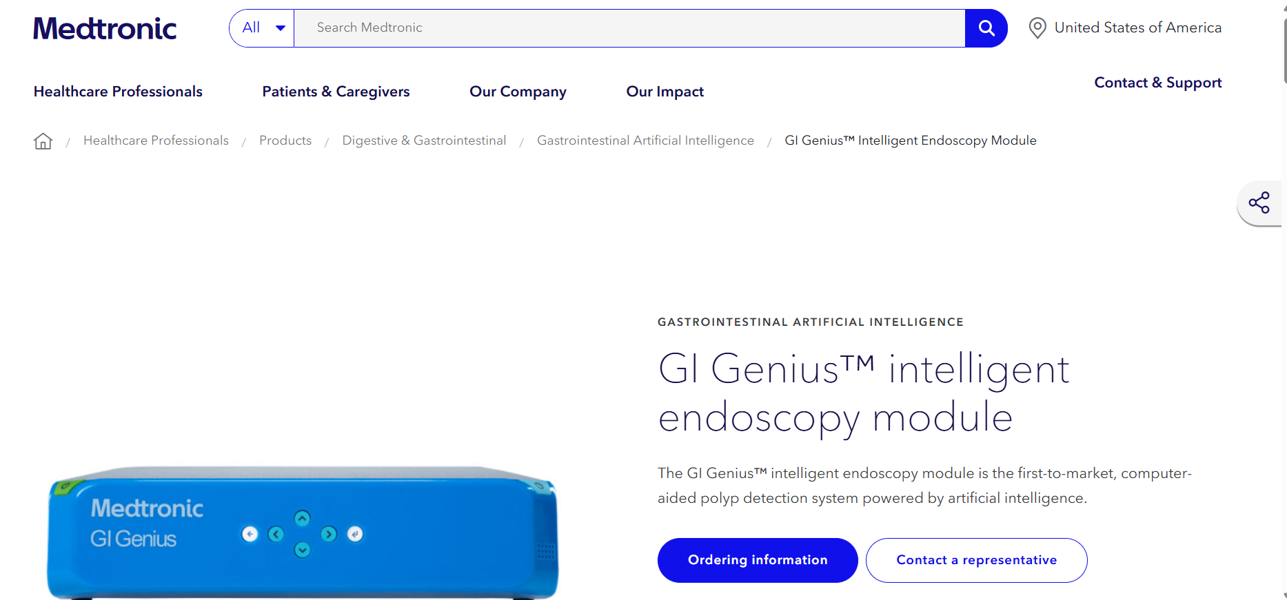 Website Screenshot of Medtronic