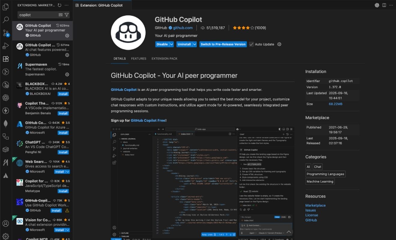 image of Installing GitHub Copilot in VS Code