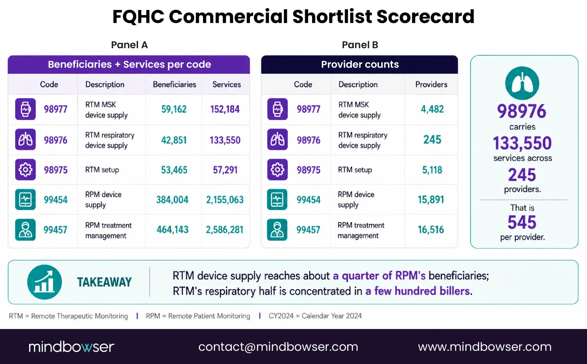 CY2024 RTM and RPM beneficiary, service, and provider counts