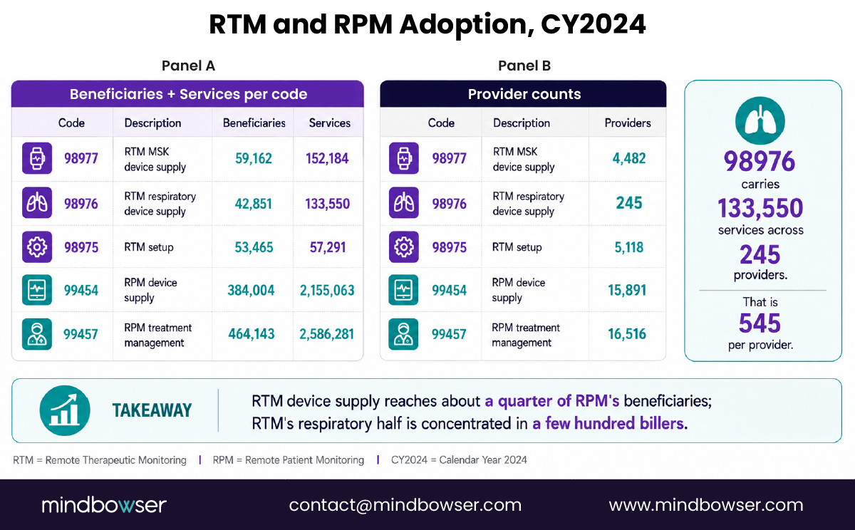 CY2024 RTM and RPM beneficiary, service, and provider counts