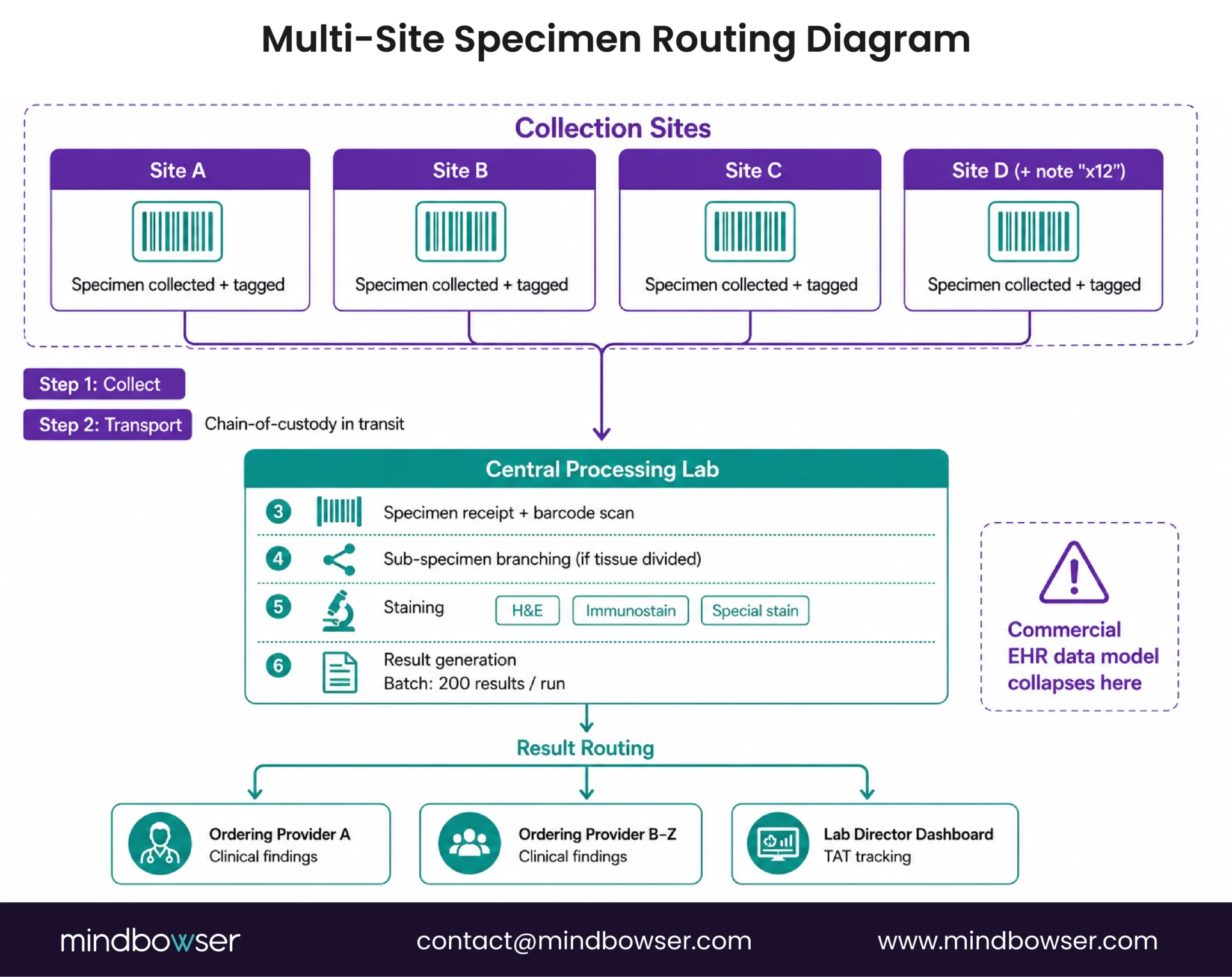 Multi-site pathology specimen routing workflow